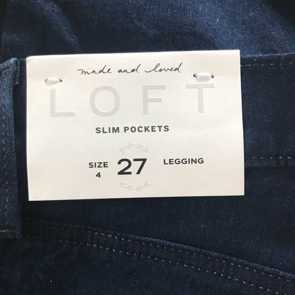 LOFT | Legging Skinny Jeans Slim Pockets Dark Indigo NWT Size 4 - Picture 7 of 9
